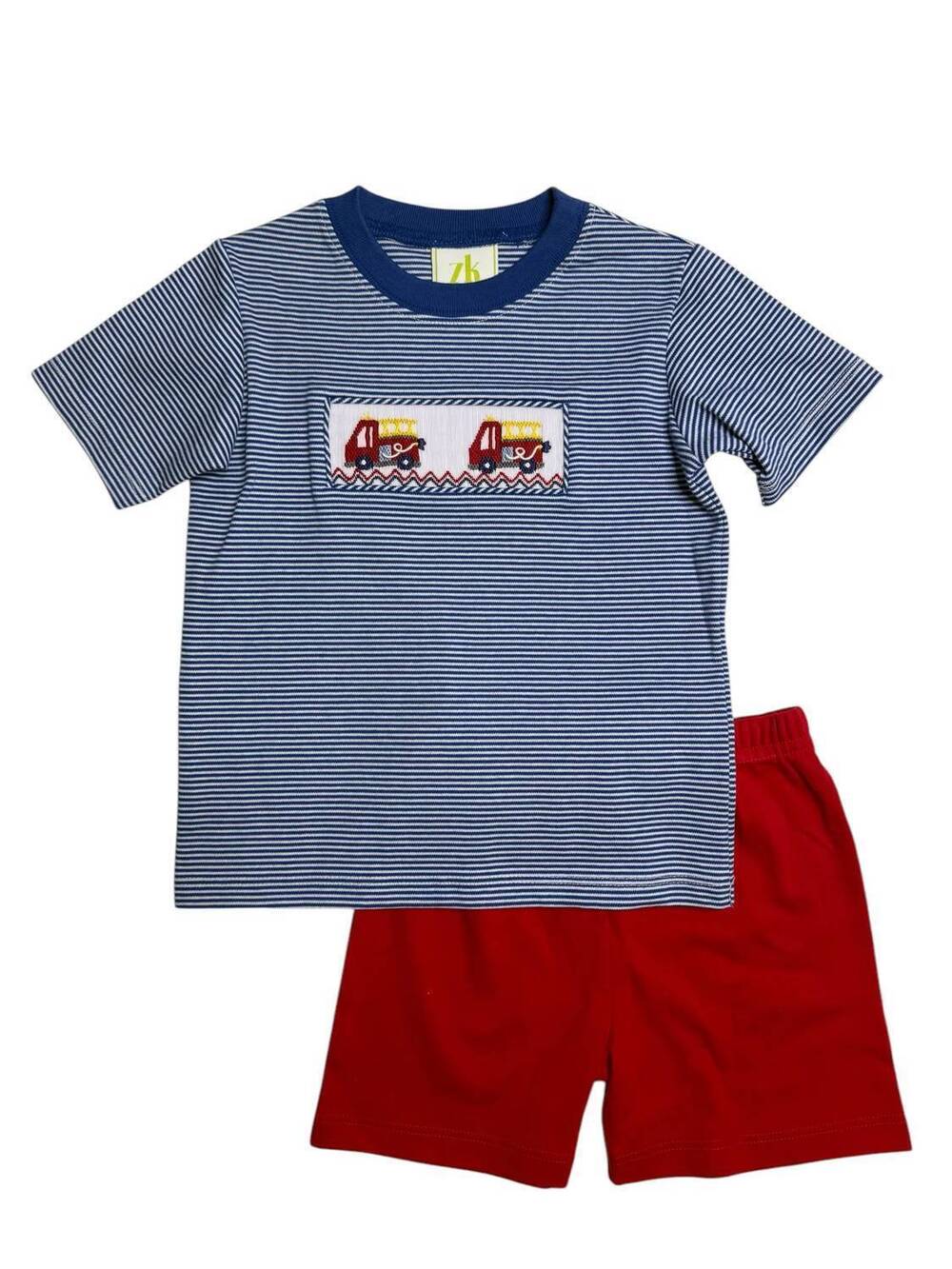 NEW ZUCCINI KIDS boy's firetruck harry play tee in blue